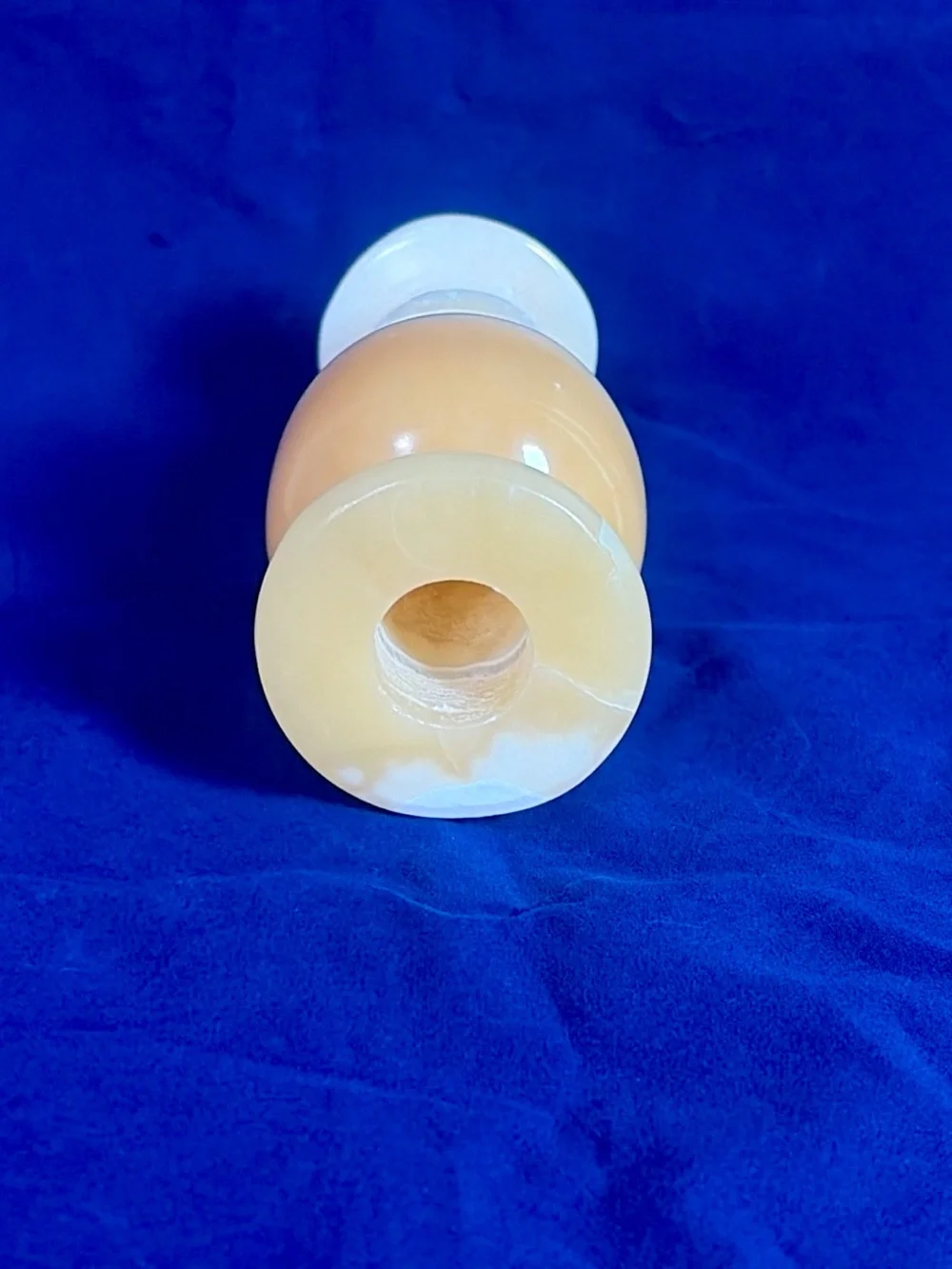 Handmade Egyptian Alabaster Vase 6.5” Carved Stone Honey Gold Veining